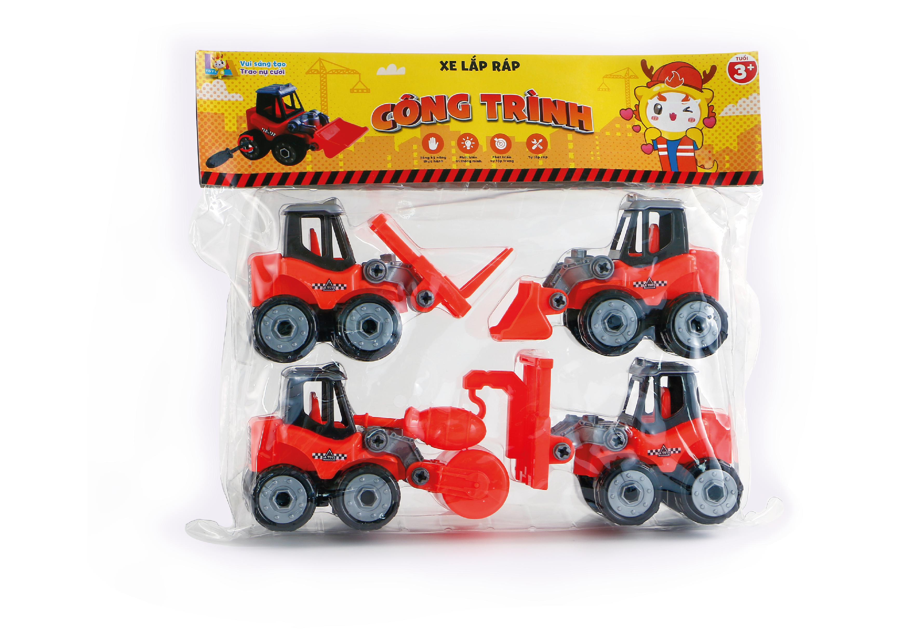 TÚI 4 XE LU, ỦI, XÚC, NÂNG TỰ LẮP RÁP